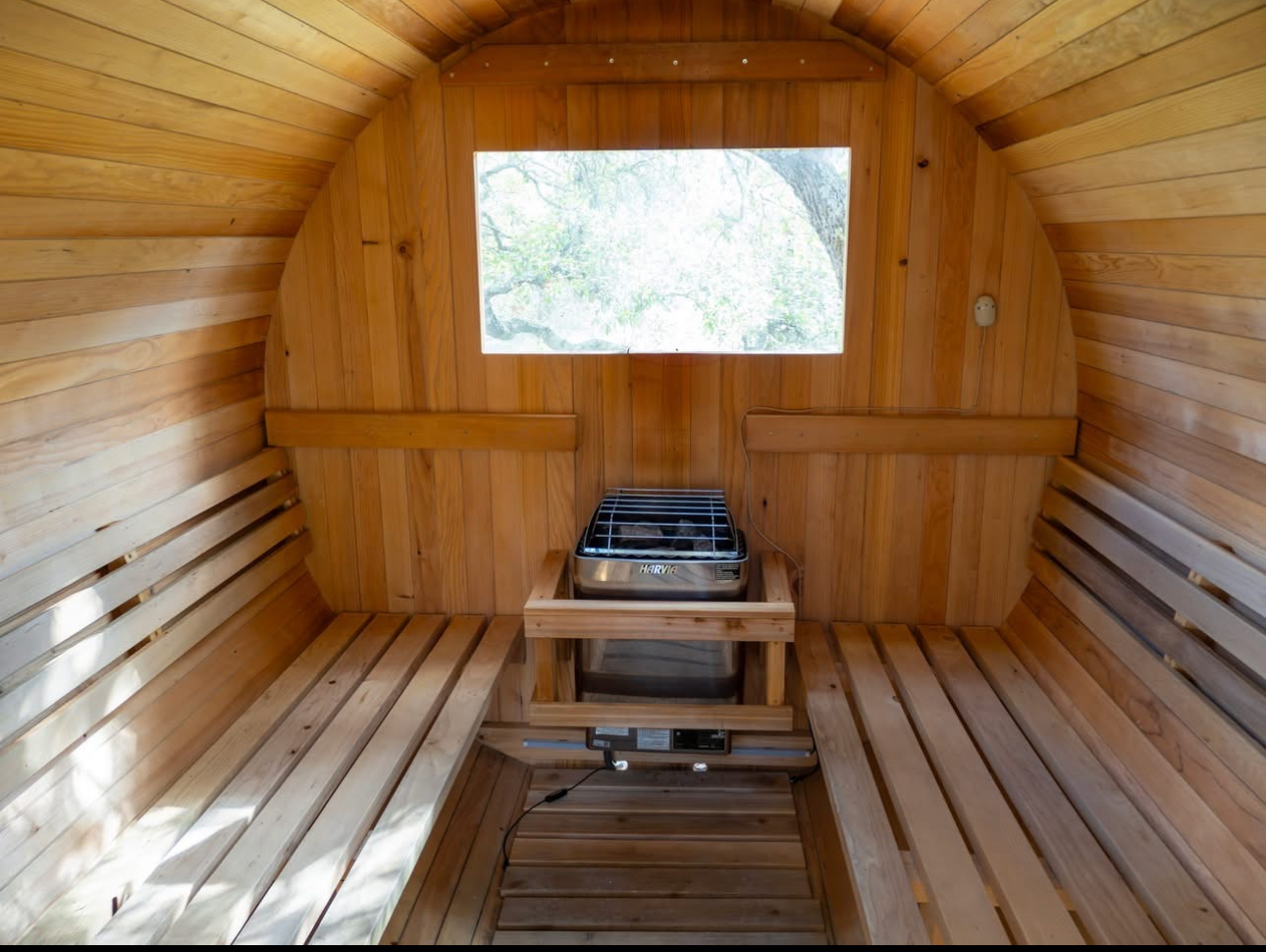 The sauna at AWKN Ranch